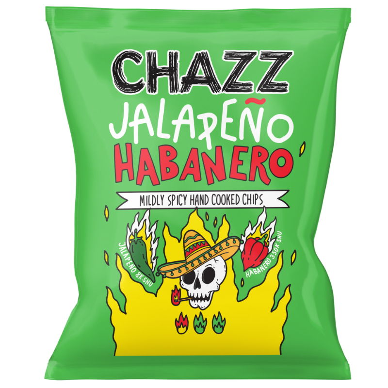 CHAZZ HAND COOKED potato chips with jalapeno habanero pepper