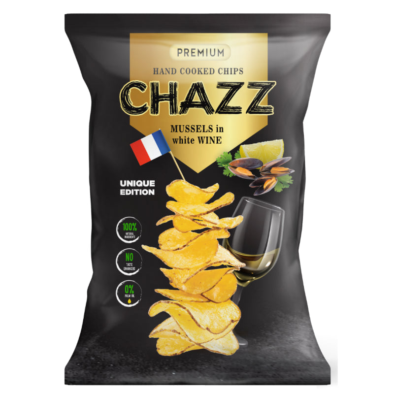 CHAZZ HAND COOKED Mussels and white wine flavor potato chips, 90g