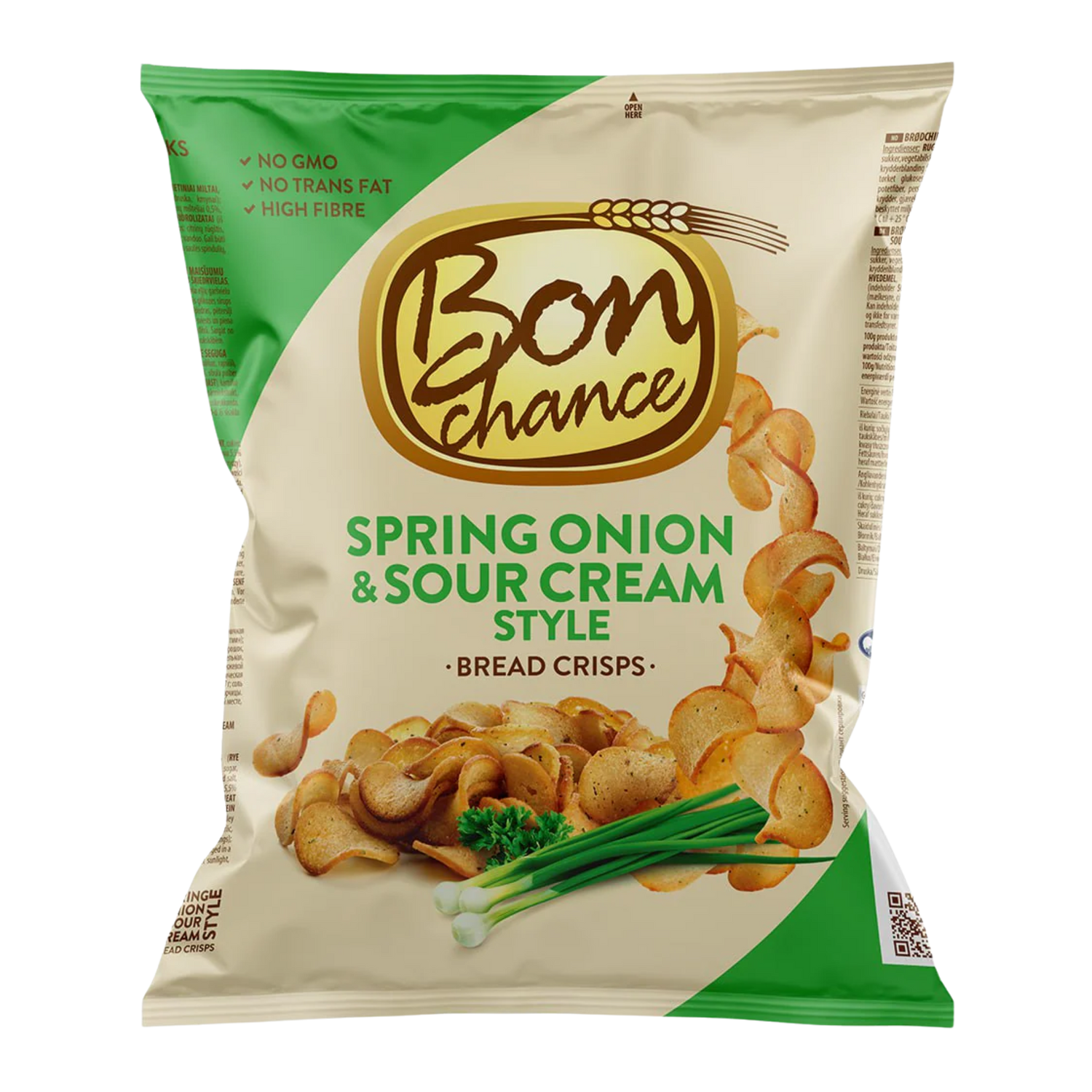 BON CHANCE bread chips, Spring Onion & Sour Cream flavor, 120g.