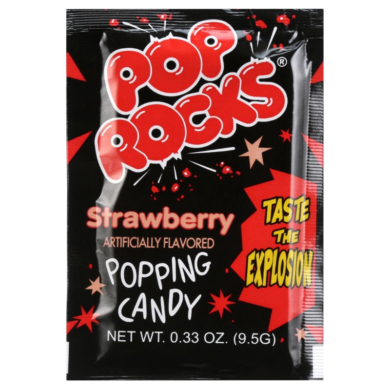 Braškių skonio sproginėjantys saldainiai Pop Rocks