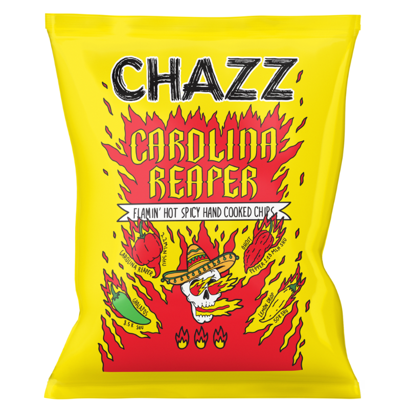 CHAZZ HAND COOKED Carolina Reaper pepper flavoured potato chips 