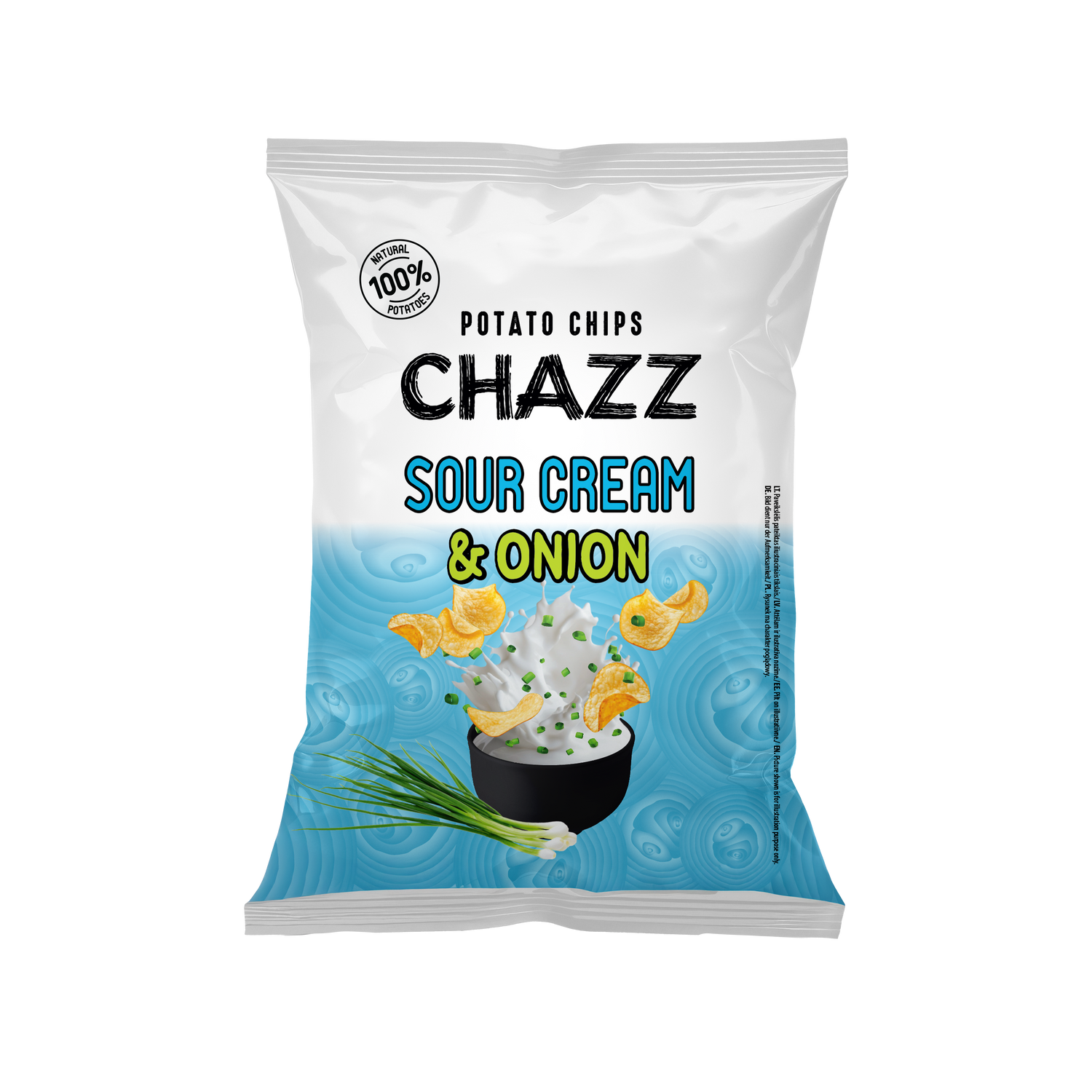 CHAZZ bulvių traškučiai grietinės ir svogūnų skonio