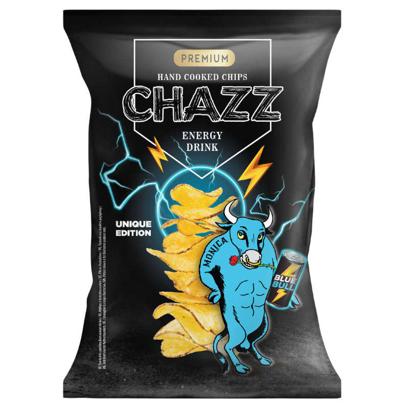 CHAZZ HAND COOKED energy drink flavoured potato chips 