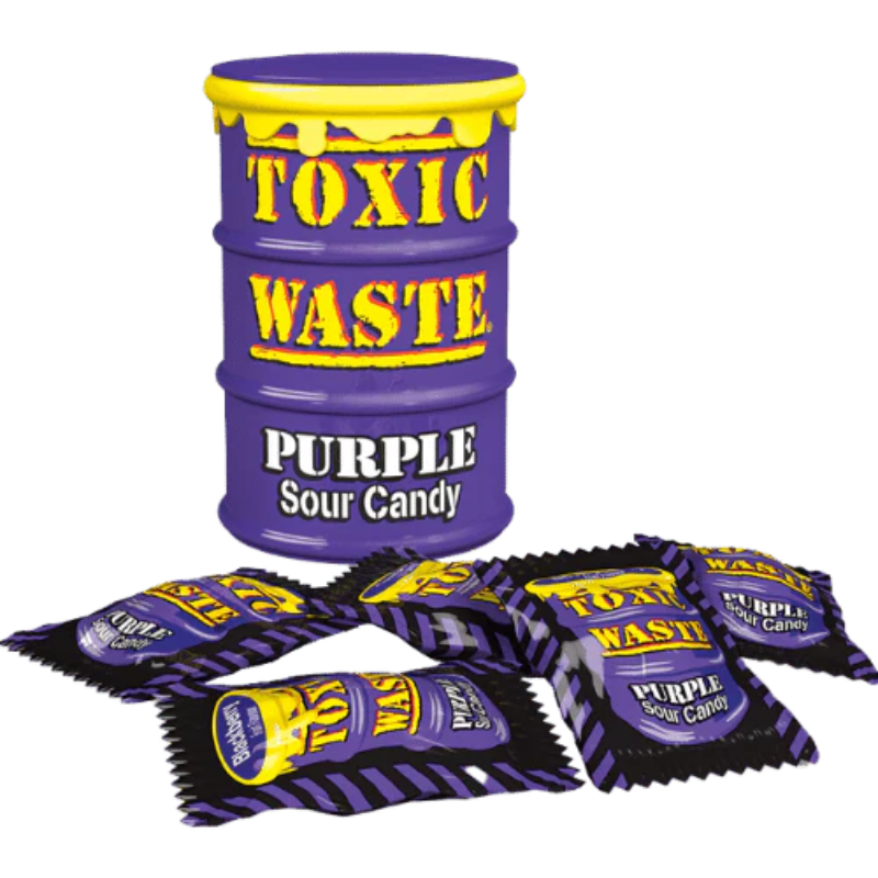 Rūgštūs violetiniai saldainiai TOXIC WASTE