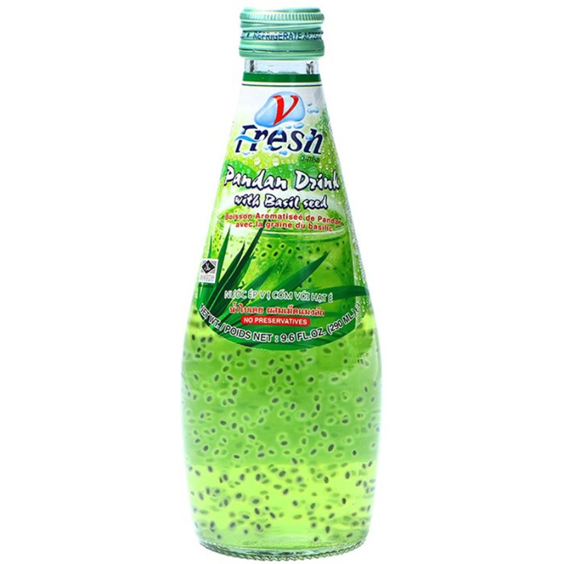 Pandan leaf flavoured drink with basil seeds