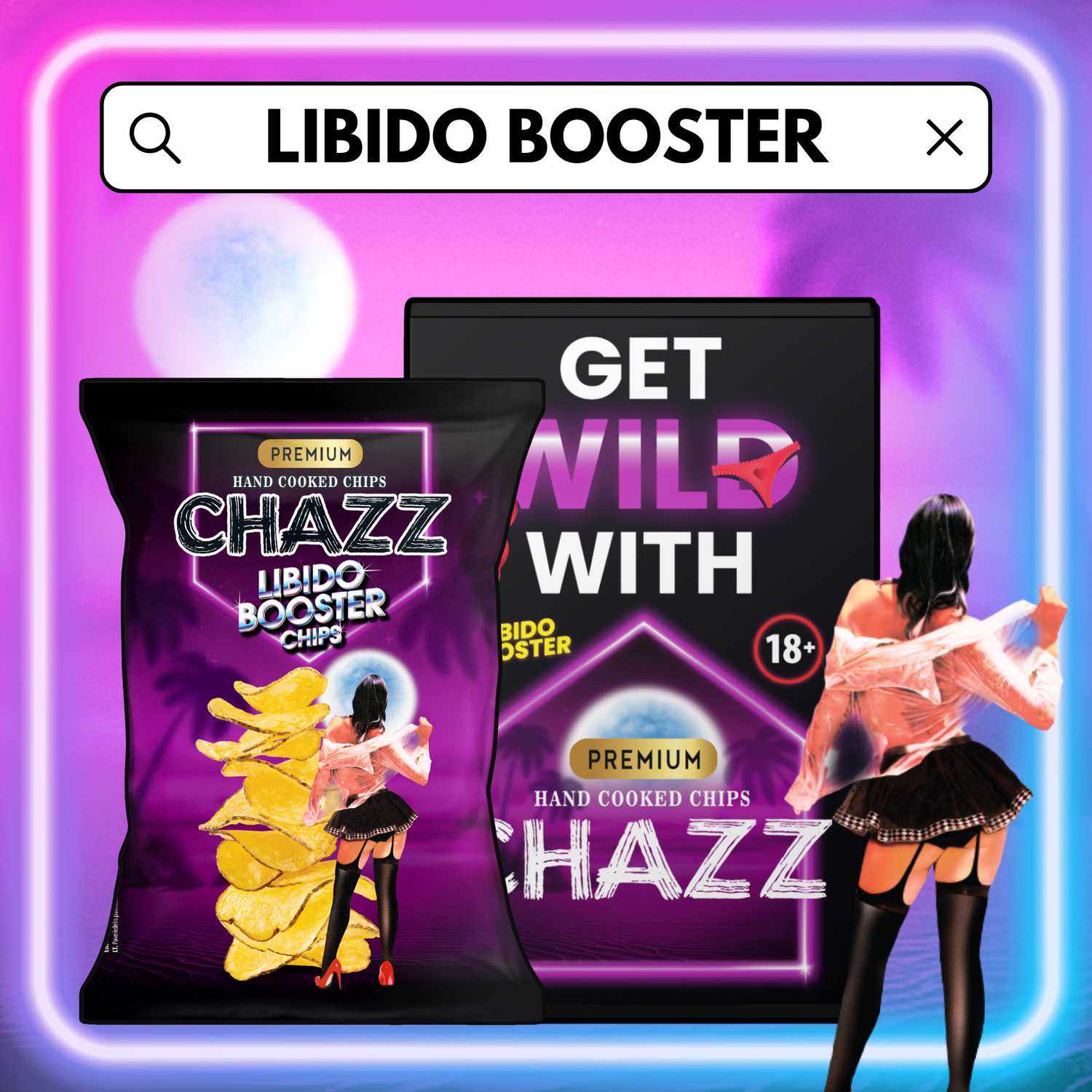CHAZZ HAND COOKED box of Libido Booster potato chips FOR HIM – CHAZZ CHIPS