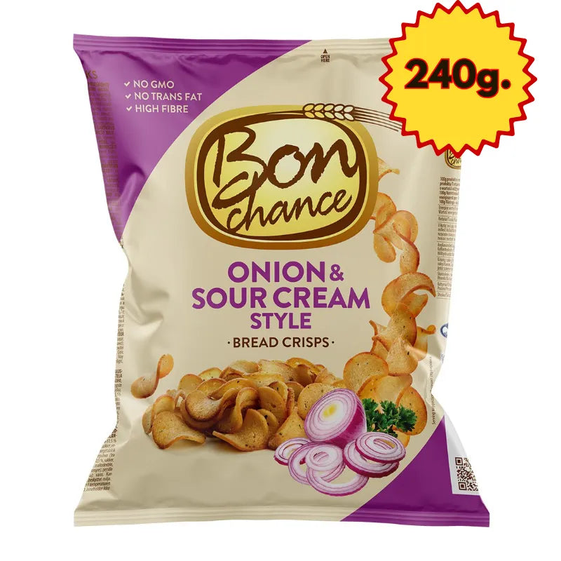 BON CHANCE duonos traškučiai su grietine ir svogūnu, 240g.