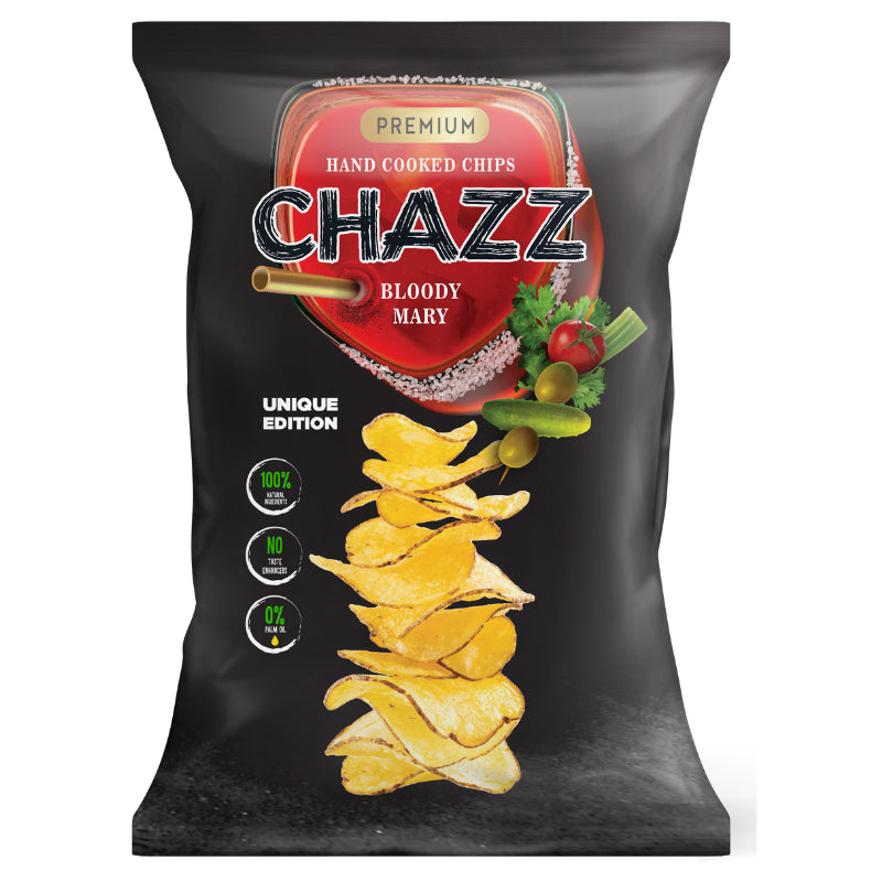 CHAZZ HAND COOKED Bloody Mary cocktail flavor potato chips, 90g. 