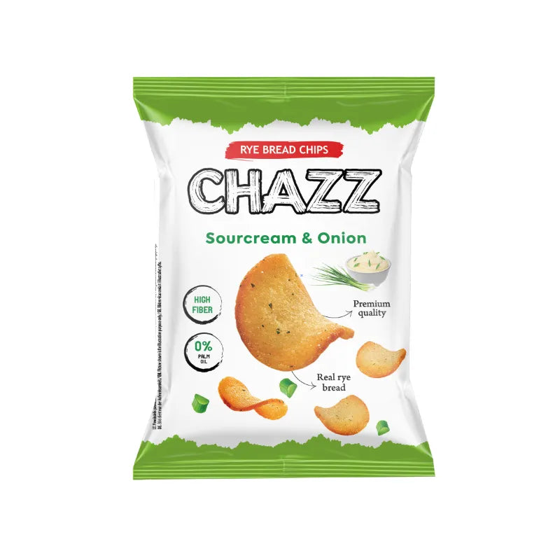 CHAZZ duonos traškučiai, grietinės ir svogūnų skonio, 100g.