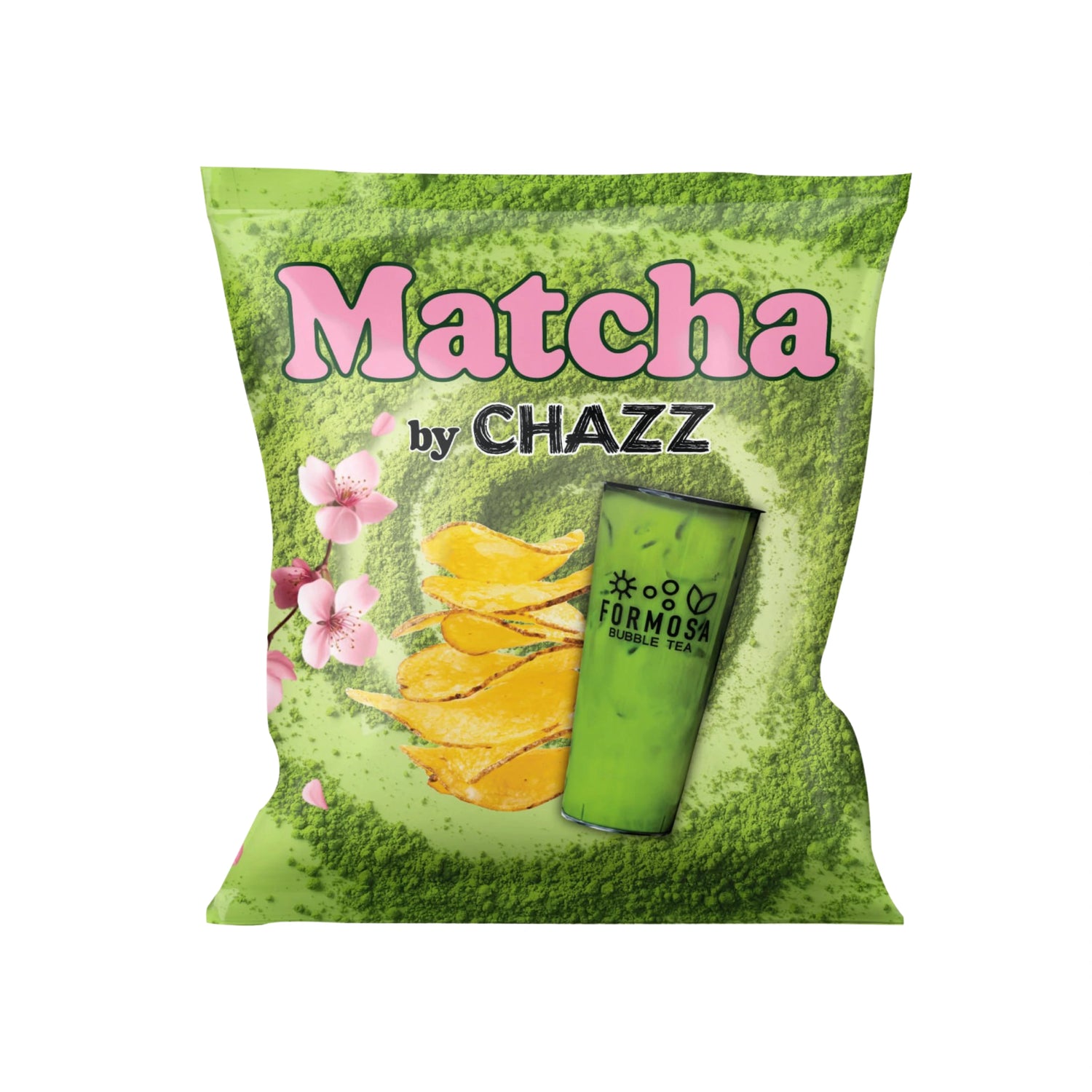 CHAZZ matcha-flavored potato chips, 50g.