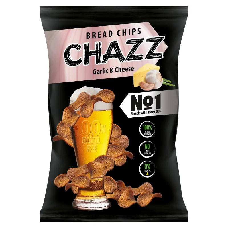 CHAZZ bread crisps in garlic and cheese flavor, 100g. 