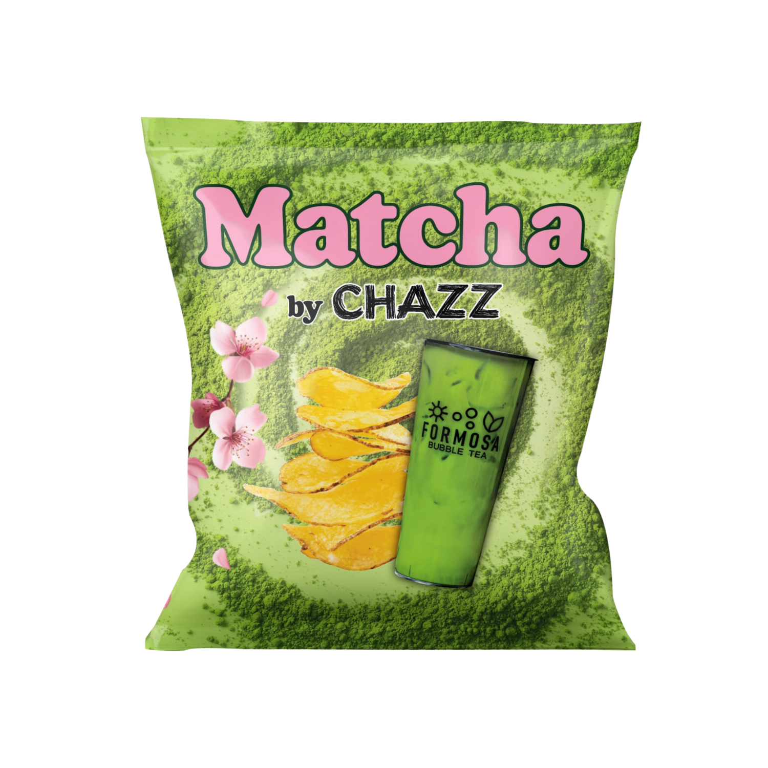 CHAZZ matcha-flavored potato chips, 50g.