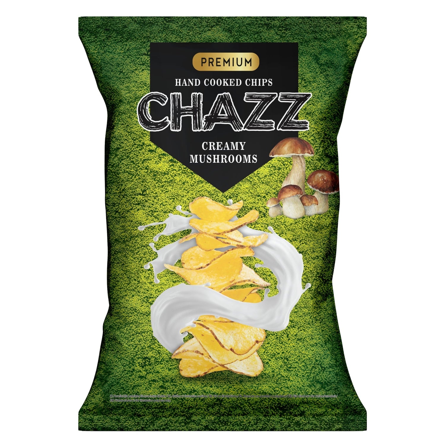 CHAZZ HAND COOKED Creamy mushroom-flavored potato chips