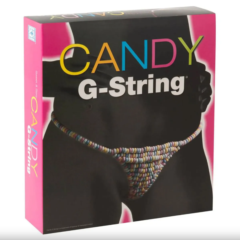 Stringų formos spalvoti saldainiai