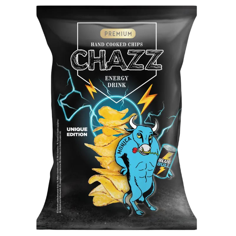 CHAZZ HAND COOKED energy drink flavored potato chips, 90g. 
