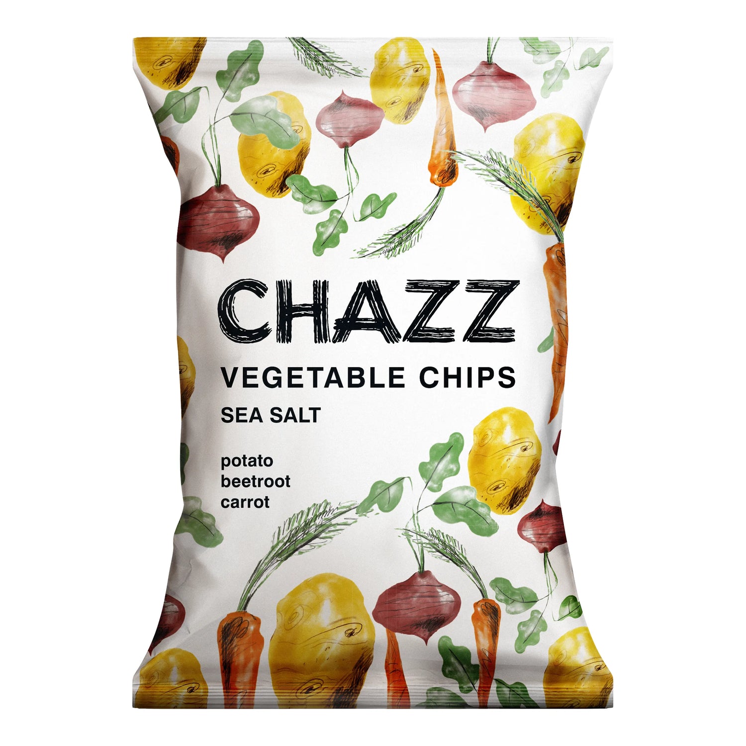 CHAZZ HAND COOKED Vegetable chips with sea salt, 75g. 