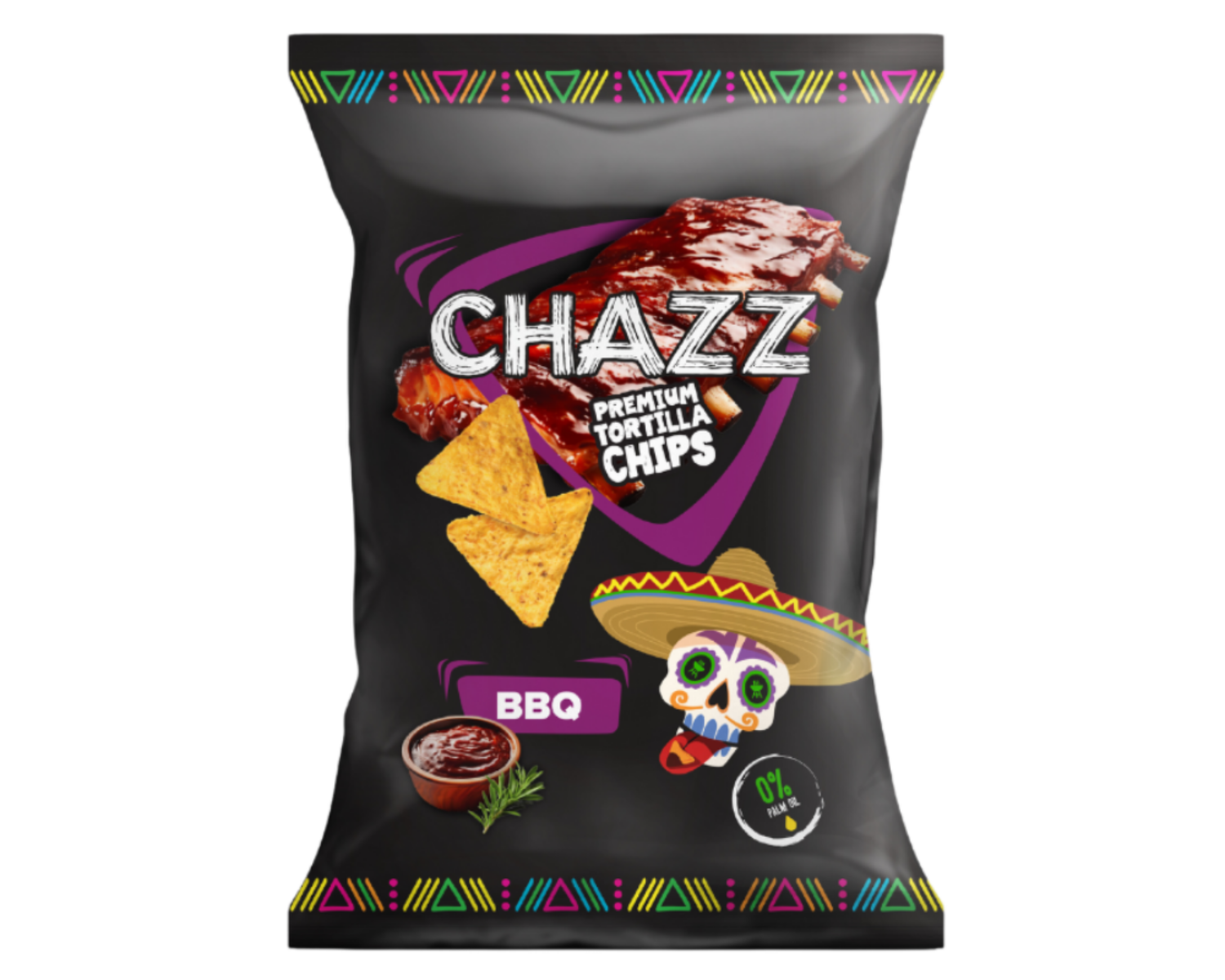 CHAZZ BBQ flavored tortilla chips, 100g. 