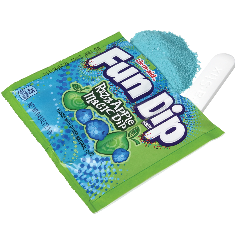 Apple-flavored powder with FUN DIP candy