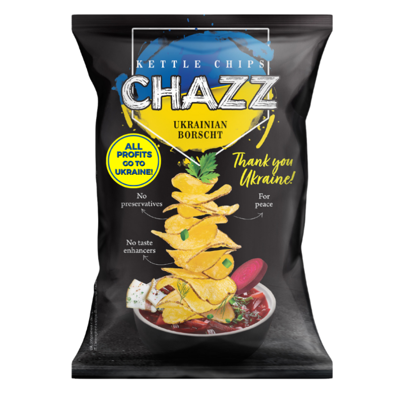 CHAZZ HAND COOKED Ukrainian borscht-flavoured potato chips