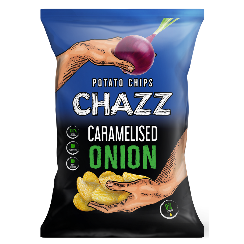 CHAZZ potato chips with caramelized onion flavour