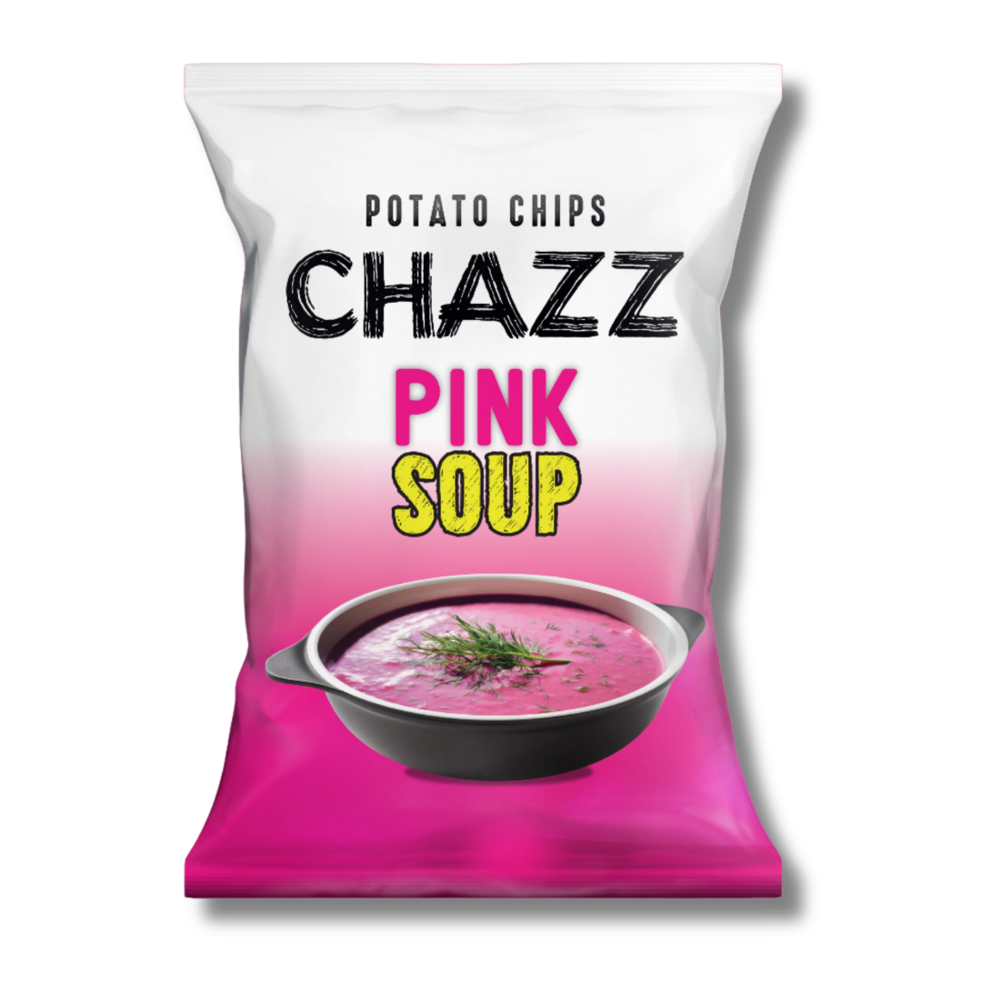 CHAZZ bulvių traškučiai šaltibarščių skonio, 130g.
