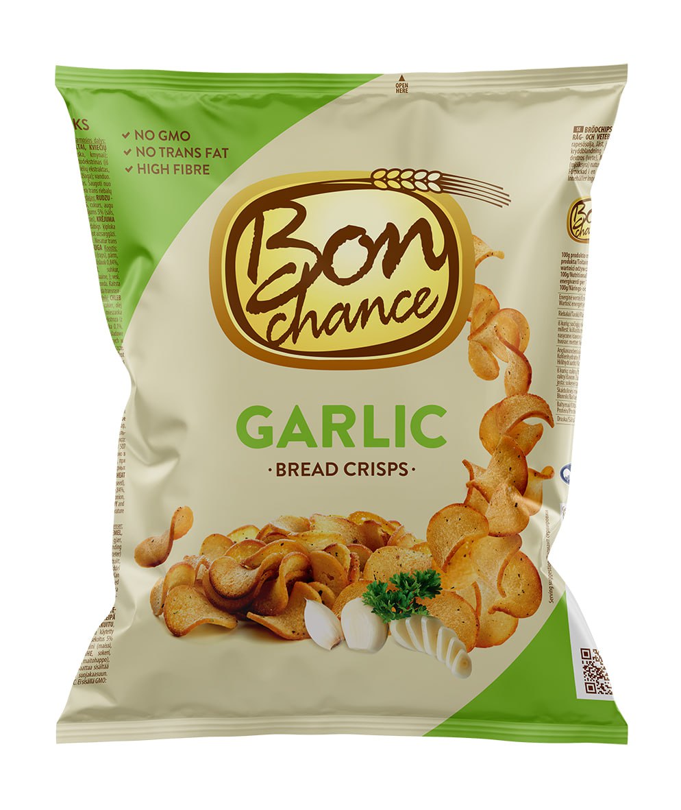 BON CHANCE bread chips with garlic flavor, 120g.