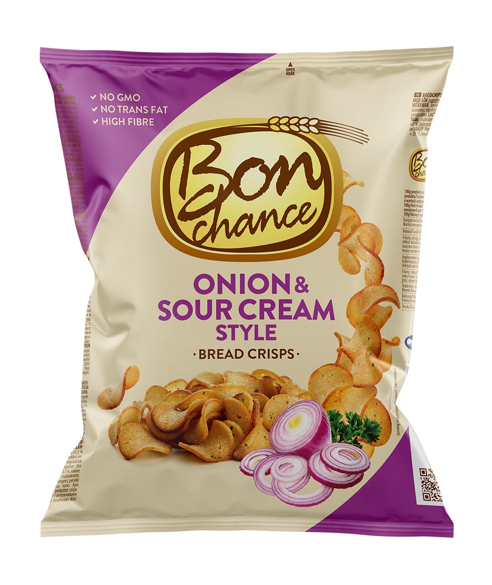 BON CHANCE bread chips with onion & sour cream flavor, 240g.