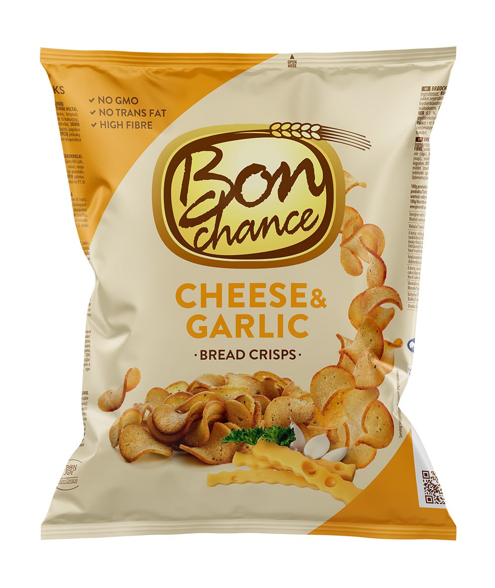 BON CHANCE bread chips with cheese and garlic flavor, 240g.