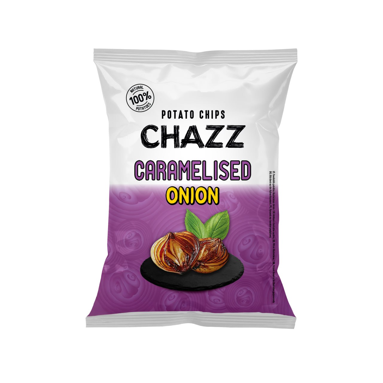 Karamelizuotų svogūnų skonio bulvių traškučiai CHAZZ, 130g.