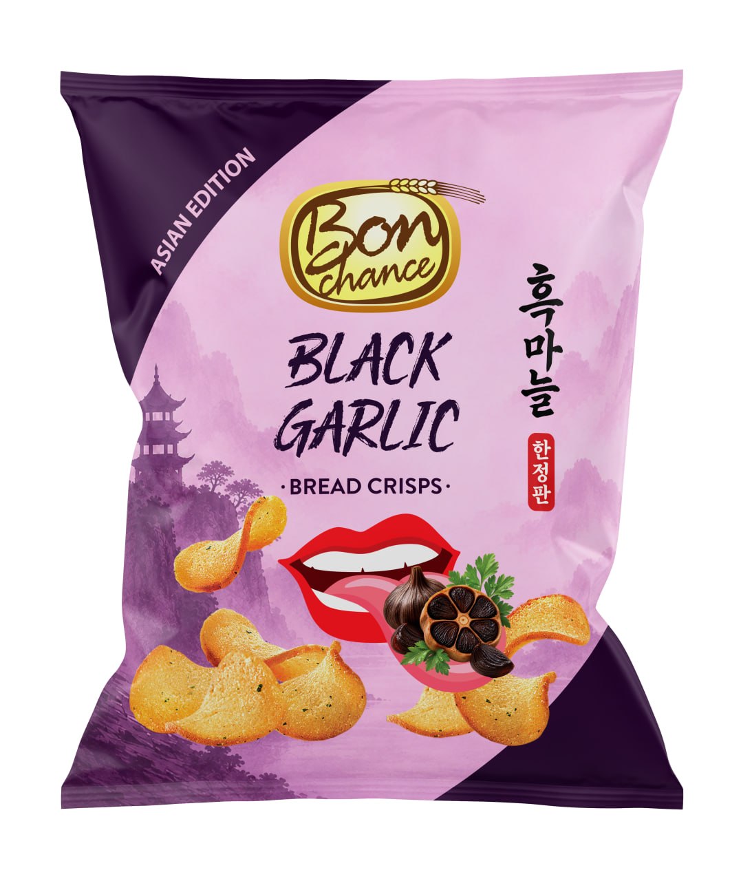 Bon Chance juodojo česnako skonio duonos traškučiai, 120 g.